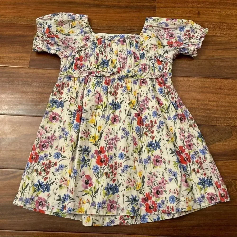 Baby Gap white/cream floral wildflower short sleeve dress NWT